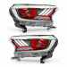 Headlights For Ford Ranger Everest 2015-ON Mustang style H11 Halo DRL pair RED