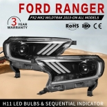 Headlights For Ford Ranger Everest 2015-ON Mustang style H11 Halo DRL pair