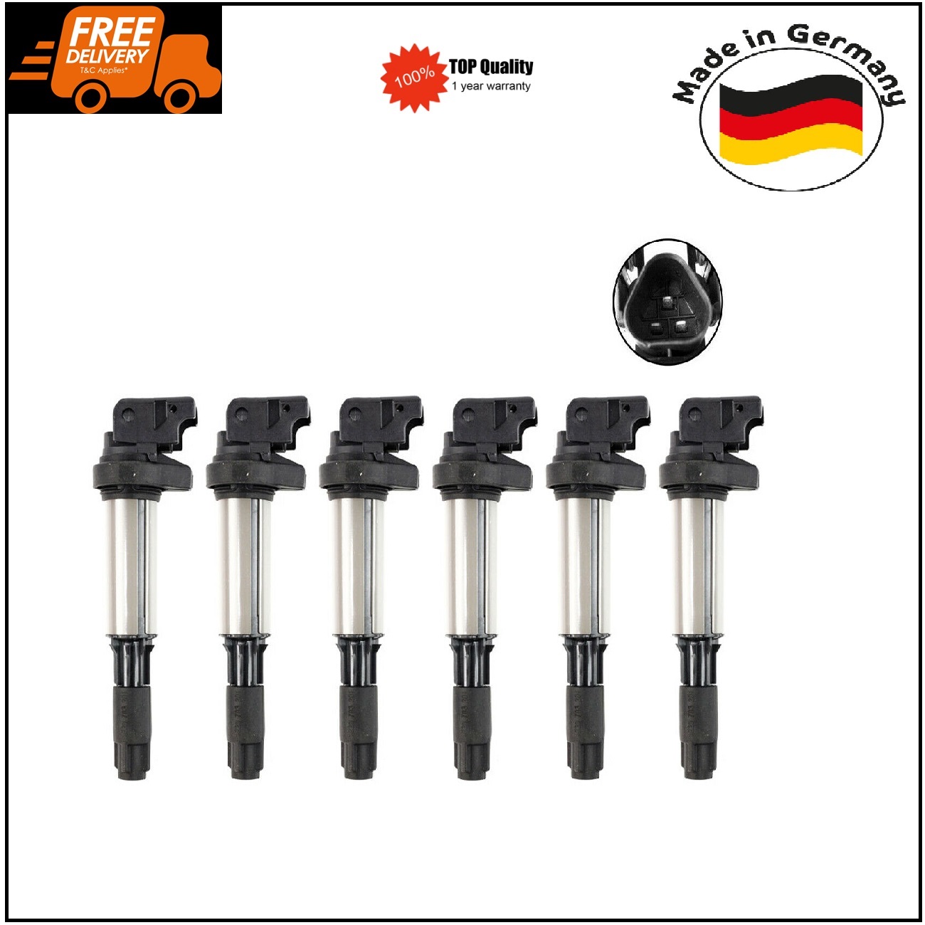 6Pcs Ignition Coils for BMW 1 3 5 Series E46 E91 E92 E93 E39 E63 E83 E53