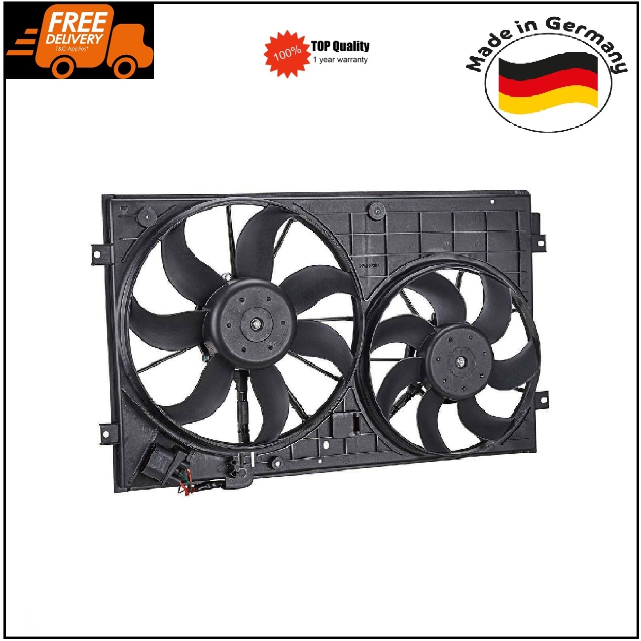Radiator Cooling Dual Fan Assembly for Audi A3 VW Golf Jetta Manual Auto