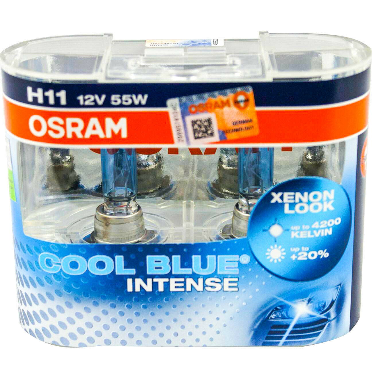 4200K Cool Blue Intense H11 Headlight Bulb Globes 12V 55W Pair German Made