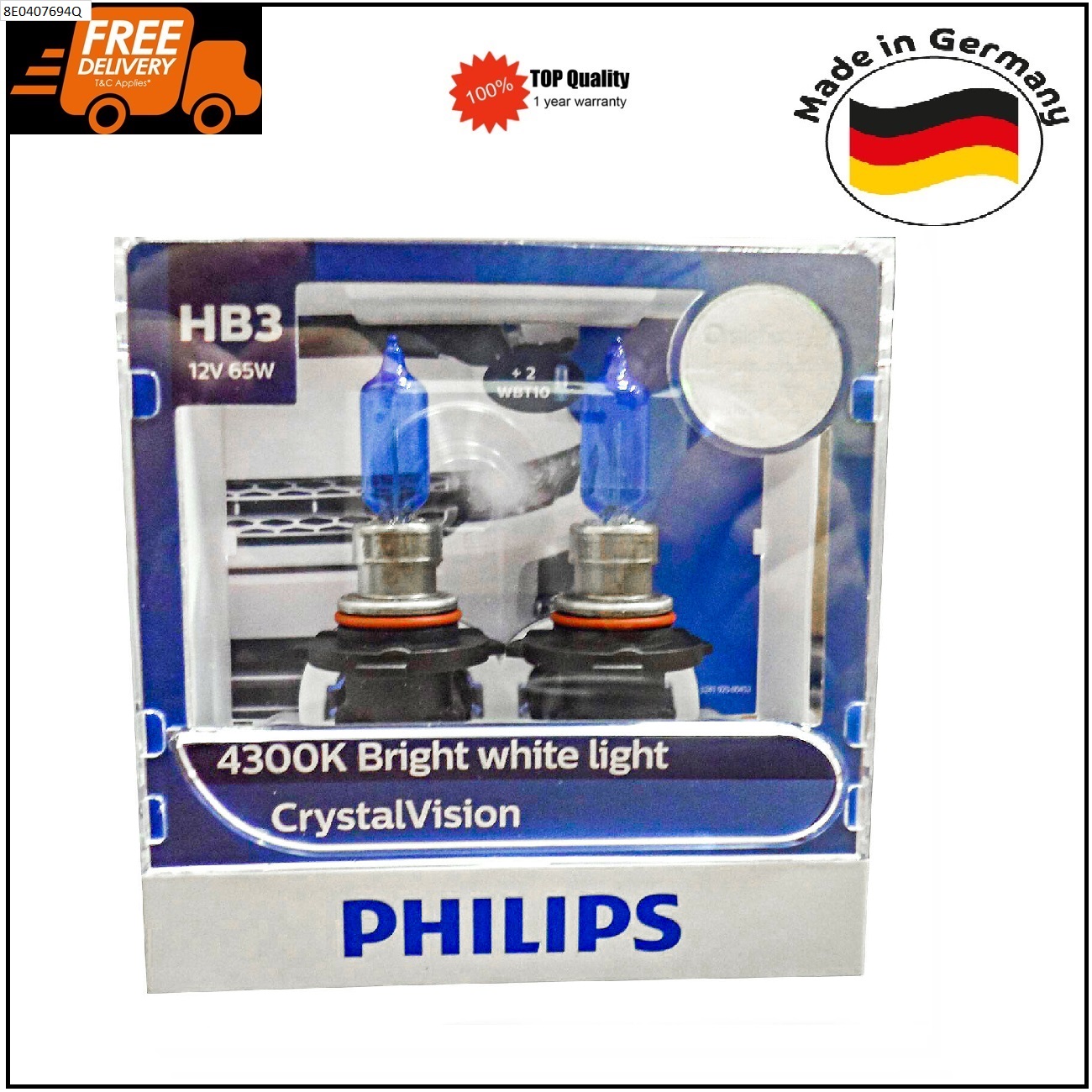 FREE T10 PARKERS HB3 CRYSTAL VISION 12V 65W 4300K HALOGEN BULB 9005CVSM German Made