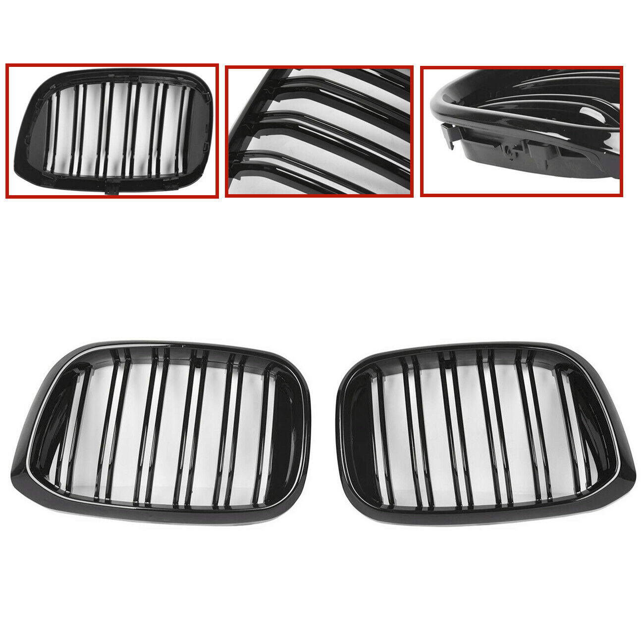 Gloss Black Front Bumper Bar Kidney Grille for BMW X3 G01 X4 G02 X3M X4M Style