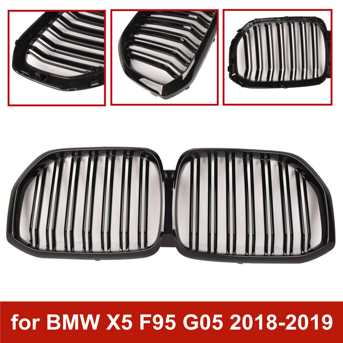 Gloss Black X5M Style Front Bumper Bar Kidney Grill for BMW X5 F95 G05