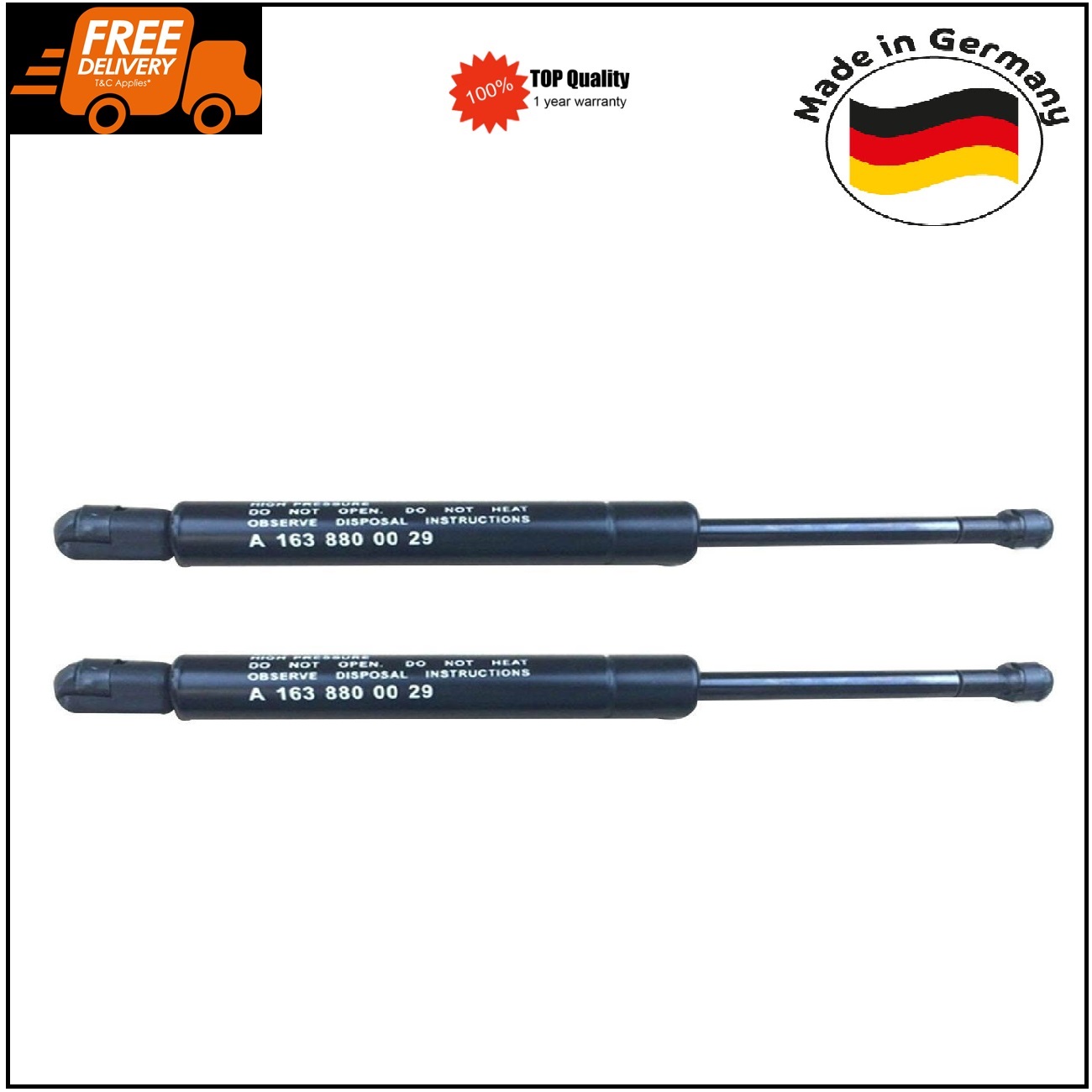 2Pcs Bonnet Gas Struts for Mercedes W163 ML320 ML350 ML430 ML500 A1638800029